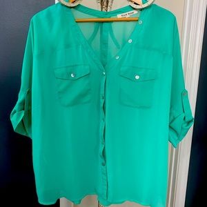 Green Button Up